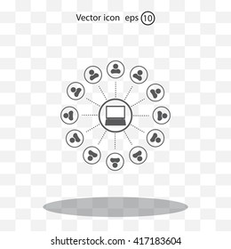 Global communication concept with flat icons. Vector illustration