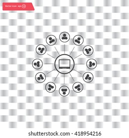 Global communication concept with flat icons. Vector illustration