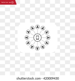 Global communication concept with flat icons. Vector illustration