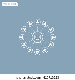 Global communication concept with flat icons. Vector illustration