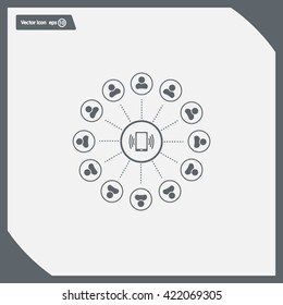 Global communication concept with flat icons. Vector illustration