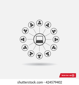 Global communication concept with flat icons. Vector illustration