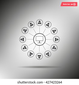 Global communication concept with flat icons. Vector illustration