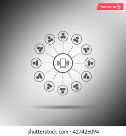 Global communication concept with flat icons. Vector illustration