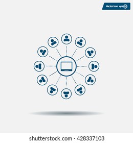 Global communication concept with flat icons. Vector illustration
