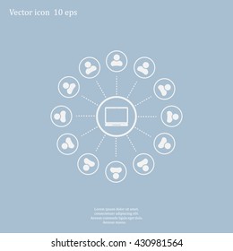 Global communication concept with flat icons. Vector illustration