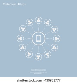 Global communication concept with flat icons. Vector illustration