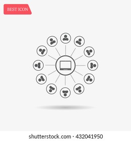 Global communication concept with flat icons. Vector illustration