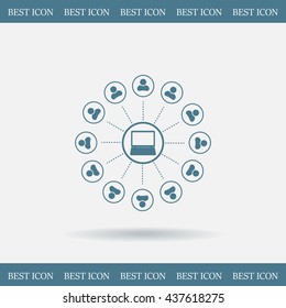 Global communication concept with flat icons. Vector illustration