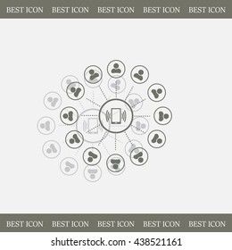 Global communication concept with flat icons. Vector illustration