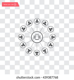 Global communication concept with flat icons. Vector illustration