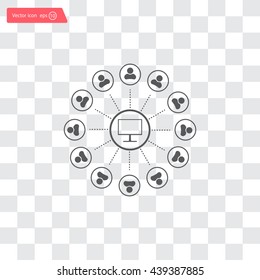 Global communication concept with flat icons. Vector illustration
