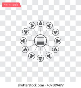 Global communication concept with flat icons. Vector illustration