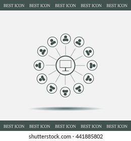 Global communication concept with flat icons. Vector illustration
