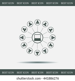 Global communication concept with flat icons. Vector illustration