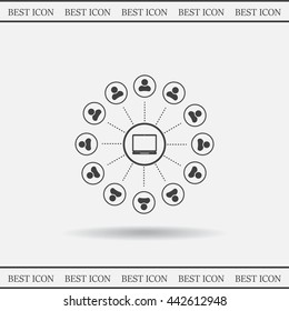 Global communication concept with flat icons. Vector illustration