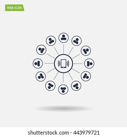 Global communication concept with flat icons. Vector illustration
