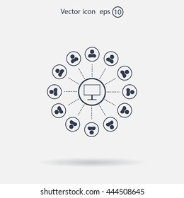 Global communication concept with flat icons. Vector illustration