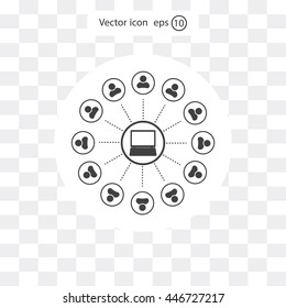 Global communication concept with flat icons. Vector illustration