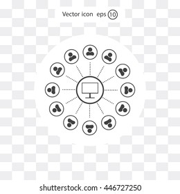 Global communication concept with flat icons. Vector illustration