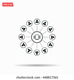 Global communication concept with flat icons. Vector illustration