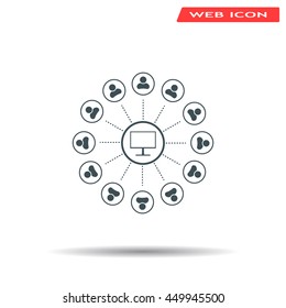 Global communication concept with flat icons. Vector illustration