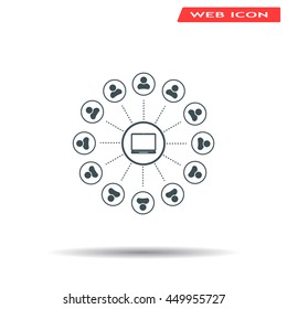 Global communication concept with flat icons. Vector illustration