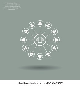 Global communication concept with flat icons. Vector illustration