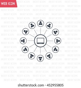 Global communication concept with flat icons. Vector illustration
