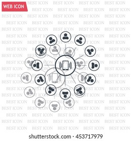Global communication concept with flat icons. Vector illustration