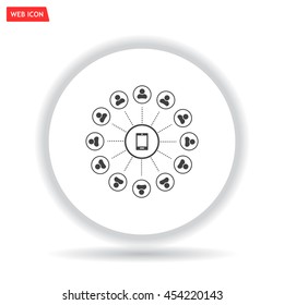 Global communication concept with flat icons. Vector illustration