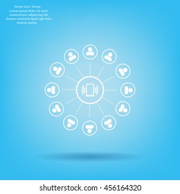 Global communication concept with flat icons. Vector illustration