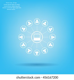 Global communication concept with flat icons. Vector illustration