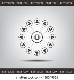 Global communication concept with flat icons. Vector illustration