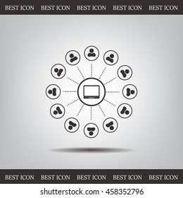 Global communication concept with flat icons. Vector illustration