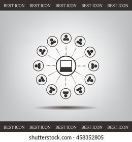 Global communication concept with flat icons. Vector illustration