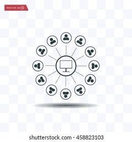Global communication concept with flat icons. Vector illustration