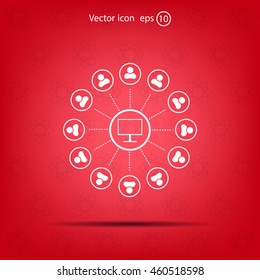 Global communication concept with flat icons. Vector illustration