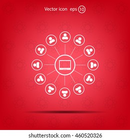 Global communication concept with flat icons. Vector illustration