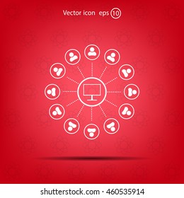 Global communication concept with flat icons. Vector illustration