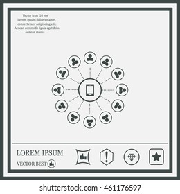 Global communication concept with flat icons. Vector illustration