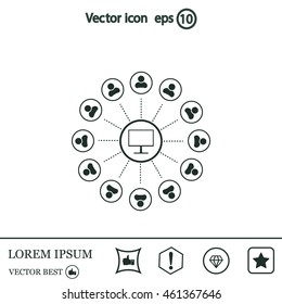 Global communication concept with flat icons. Vector illustration