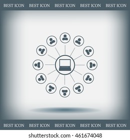 Global communication concept with flat icons. Vector illustration