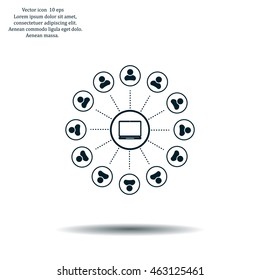 Global communication concept with flat icons. Vector illustration