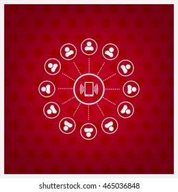 Global communication concept with flat icons. Vector illustration