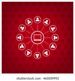 Global communication concept with flat icons. Vector illustration