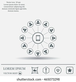 Global communication concept with flat icons. Vector illustration