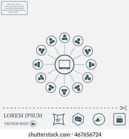 Global communication concept with flat icons. Vector illustration
