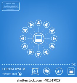 Global communication concept with flat icons. Vector illustration