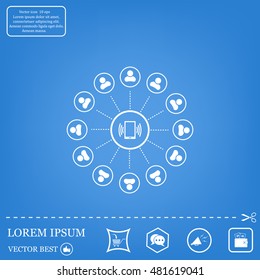 Global communication concept with flat icons. Vector illustration